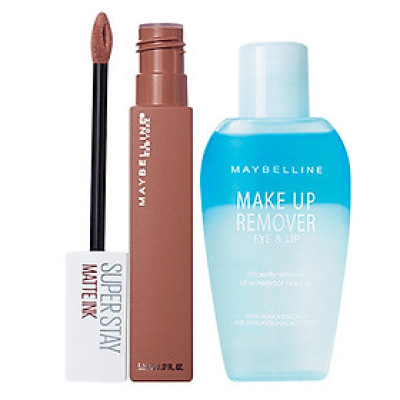 Combo Son Kem Lì Super Stay Matte Inks Lip Eye Maybelline Newyork Và Nước Tẩy Trang Mắt Môi (45ml)