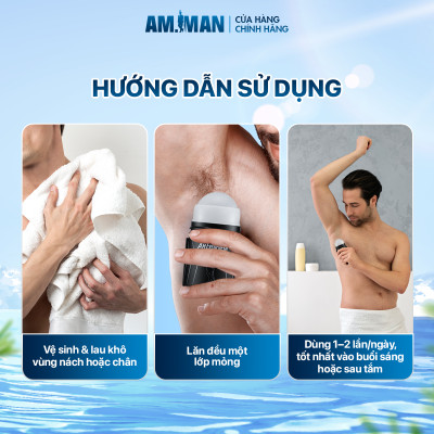 Lăn khử mùi AM MAN Am EverFresh 50ml khử mùi, khô thoáng, kiểm soát mồ hôi suốt ngày dài