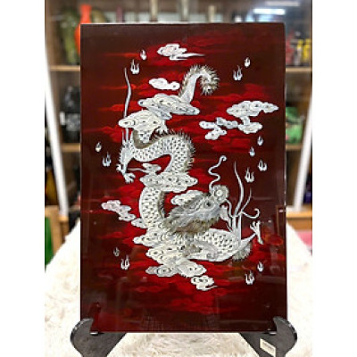 Tranh sơn mài - RỒNG NHÃ NGỌC - Khảm cừ size 40x60 cm