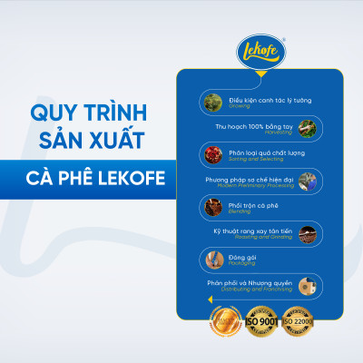 Cà phê nguyên hạt Sức Mạnh Lekofe 70% Robusta 30% Culi Đậm đà thơm ngon Túi 1000g