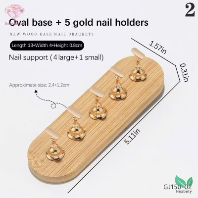 Đế Móng Mẫu Bằng Gỗ Hình Oval Dài 13cm Màu Vàng Kèm 5 Chân Gắn Móng Giả Nailbox Dày Đẹp Làm Nail Tiện Lợi, Đế Gỗ Dày Đẹp Gắn Nam Châm
