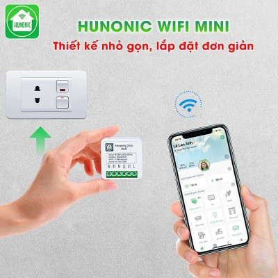 Công Tắc Thông Minh Wifi Hunonic Mini Điều Khiển Từ Xa Qua Điện Thoại, Hẹn Giờ Tự Động