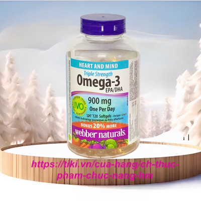 Dầu cá Omega 3 Webber Naturals Triple Strength 900mg CoQ10 120 viên