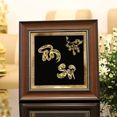 Quà tặng Thầy cô giáo: Tranh chữ Ân Sư thư pháp mạ vàng 24K