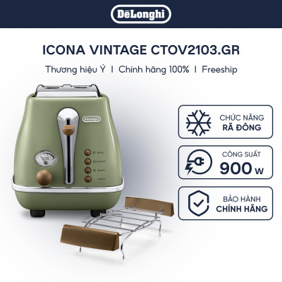 [Hàng chính hãng] Máy nướng bánh mì DeLonghi Icona Vintage CTOV2103 (BG/ GR)