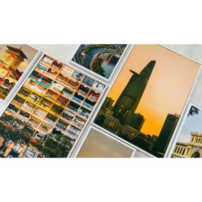 (ẢNH CHỤP THẬT)Tranh treo tường sài gòn 4 bộ 6 tấm trang trí decor kèm đinh treo