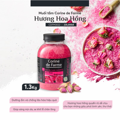 [ Tặng túi đựng mỹ phẩm ] Muối tắm thư giãn tẩy tế bào chết Corine de Farm 1.3Kg