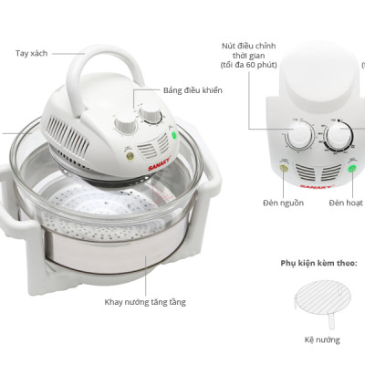 Lò Nướng Thủy Tinh Sanaky VH-148T - Hàng chính hãng