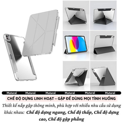 Bao da IPAD hiệu Mutural Clear Pro Cho IPAD Gen 11 A16 2025 / Gen 10 10.9 inch 2022 - Lưng PC trong suốt , viền TPU, - Hàng chính hãng