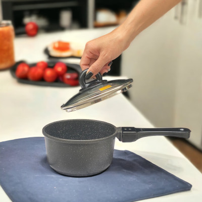 Quánh Đá Đáy Từ Bennix Terra, Nồi Đá Từ Cán Dài Chống Dính Size 16cm- Hàng Chính Hãng