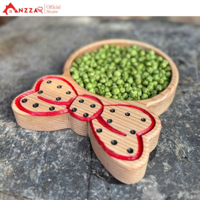 Khay gỗ hình chiếc nơ Anzzar-02 – Gỗ Tần Bì, Óc Chó nguyên khối, khay đựng bánh kẹo, mứt Tết, decor sang trọng
