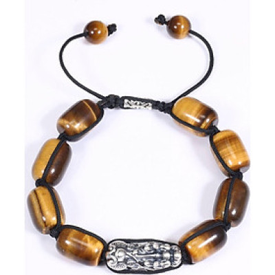  Vòng tay đá mắt hổ lu thống mix tỳ hưu bạc 14x10mm mệnh thổ, kim - Ngọc Quý Gemstones