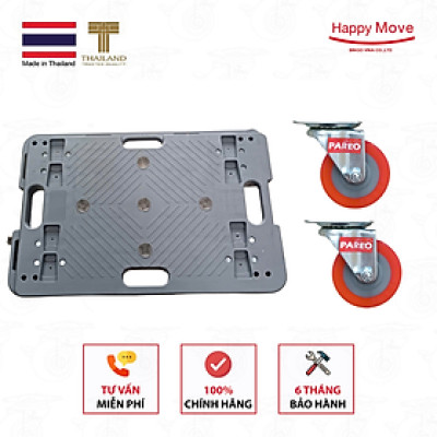 Xe đẩy dolly sàn nhựa fibertech nối được - tải trọng 100kg - Happy Move Thái Lan