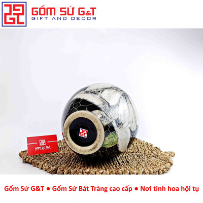 Lọ hoa Mosaic miệng loe khắc hoa loa kèn