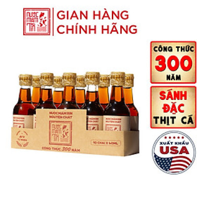 Đặc Sản Bình Thuận  - Nước Mắm Tĩn Lốc Mini Du Lịch 40N Đạm Tự Nhiên Gồm 10 Chai Thủy Tinh 60Ml Nước Mắm Rin Nguyên Chất Truyền Thống Sạch Là Cốt Nhĩ Từ Cá Cơm Than Sánh Đặc Thịt Cá Không Chất Bảo Quản - Ocop 4 Sao