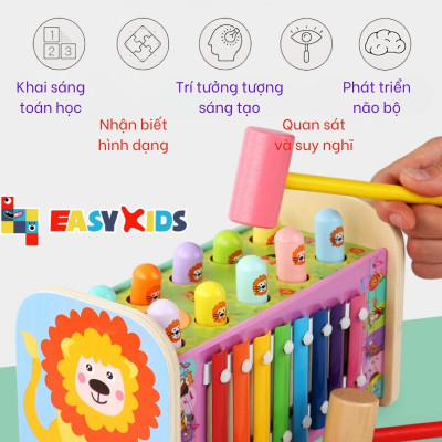 Đồ Chơi Đập Chuột Cho Bé Có Đàn Gõ Nhạc Hình Sư Tử, Đồ Chơi Giáo Dục Đa Năng Montessori