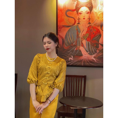 đồ lam đi chùa mẫu túi tiền gấm