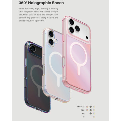 Ốp lưng Cho iPhone 17 Series UNIQ Iridescia Hiệu Ứng Holographic Chuyển Sắc Cầu Vồng Sạc Không Dây MagClick Hàng Chính Hãng