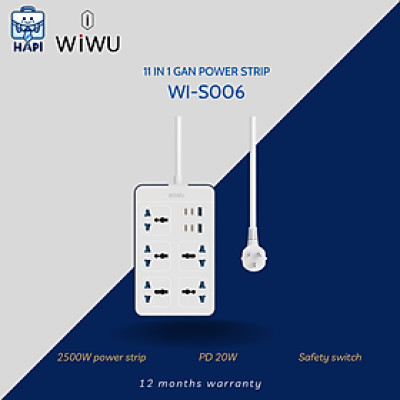 Ổ điện hàng chính hãng WiWU Power Strip PS524 20W GaN 11-in-1 Wi-S006, đa chức năng