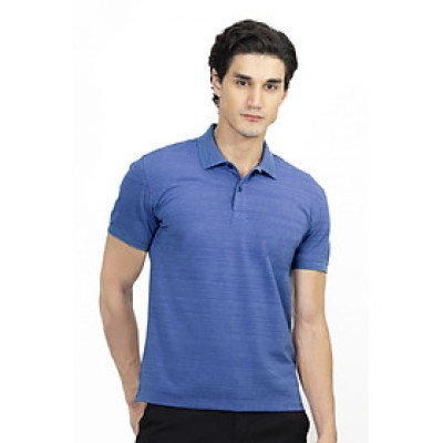 Áo thun Polo melange dệt chìm xương cá không túi xanh coban NATMMTMCSR210108N