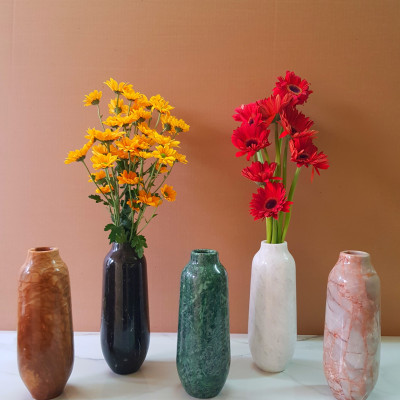 Bình cắm hoa bằng đá tự nhiên màu Vàng vân gỗ độc đáo