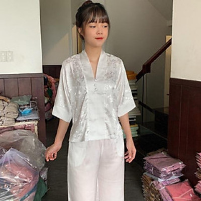 Áo lam đi chùa , lụa gấm cao cấp, áo bà ba gấm