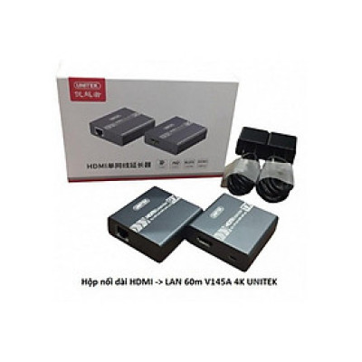 HỘP NỐI DÀI HDMI RA CỔNG LAN 60M V145A 4K UNITEK - HÀNG CHÍNH HÃNG