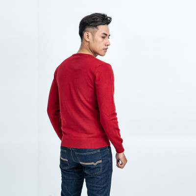 Áo len nam dài tay cổ tim màu đỏ đô NOVELTY 180560I