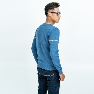 Áo len nam dài tay cổ tim màu xanh dương  NOVELTY 180574I