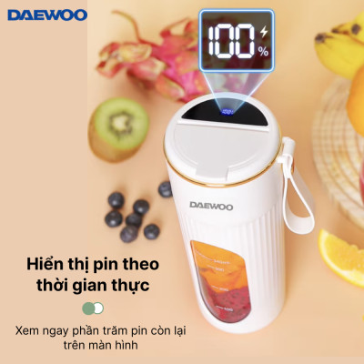 Ly Xay Cầm Tay DAEWOO DWBL-3424 (340ml) Hàng Chính Hãng - Ly Xay Sinh Tố, Trái Cây Mini tiện lợi, mạnh mẽ