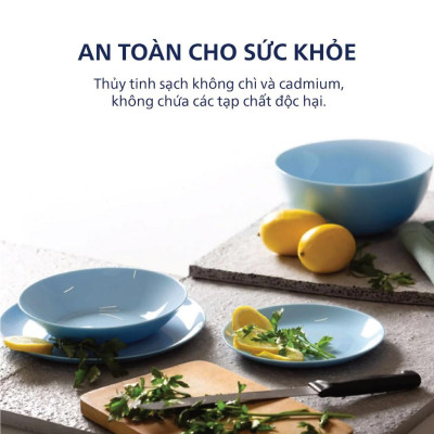 Bát tô canh thủy tinh Luminarc Diwali màu xanh dương 21cm P2614 | Hàng chính hãng