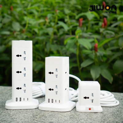 Ổ Cắm Điện Đa Năng JIWON JWD-T0619 (8 ổ cắm, 2 Type-C, 2 USB, Dây 3m) hàng chính hãng