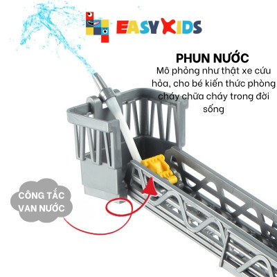 Xe Cứu Hỏa Đồ Chơi Cỡ Lớn, Đồ Chơi Xe Cứu Hỏa Mô Hình 1:12 Cho Bé Có Đèn Nhạc