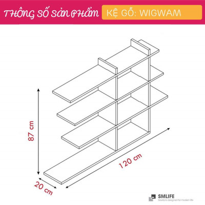Kệ trang trí gỗ kiểu dáng nhỏ gọn SMLIFE Wigwam
