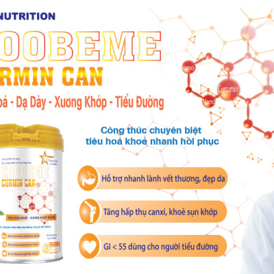Sữa Nghệ Koobeme Curmin Can Hỗ Trợ Dạ Dày, Tiêu Hoá, Xương Khớp, Tiểu Đường H/800g