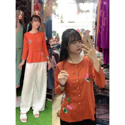 Đồ lam đi chùa #Bộ bà ba thêu sen chất lụa cao cấp