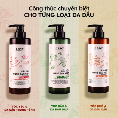 Combo Dầu Gội & Dầu Xả Chiết Xuất Nông Sản Việt Gừng, Bưởi, Chanh 500ml | Làm Sạch, Nuôi Dưỡng Da Đầu, Tự Hào Hàng Việt