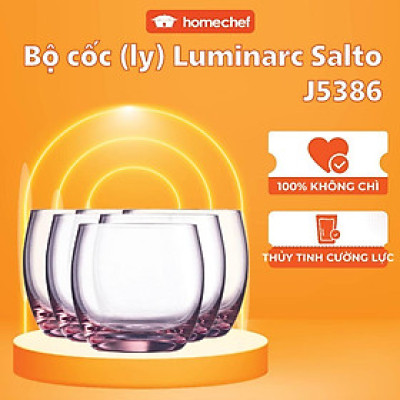[Chính hãng] Bộ cốc (ly) thủy tinh thấp màu hồng Luminarc Salto 6 chiếc dung tích 32cl - J5386/H5806
