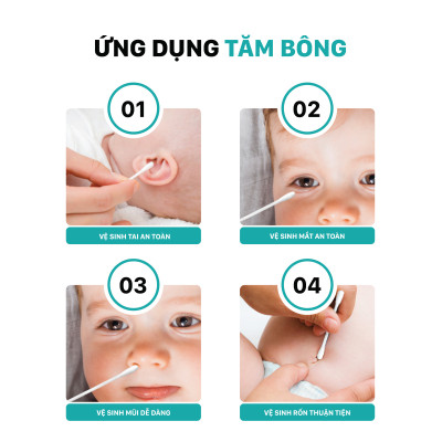 Combo 06 Tăm Bông Niva Cho Trẻ Sơ Sinh Hũ Xoay 400 Que Thân Giấy BHP2 Bông Tự Nhiên Kháng Khuẩn An Toàn, Thân Thiện Môi Trường