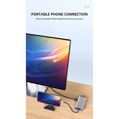 Hub Chuyển Đổi USB Type C - 11 in 1 - HDMI, USB 3.0, PD, SD, TF, RJ45, Audio 3.5mm USB 2.0 VGA - Tốc Độ Cao, Hàng Chính Hãng