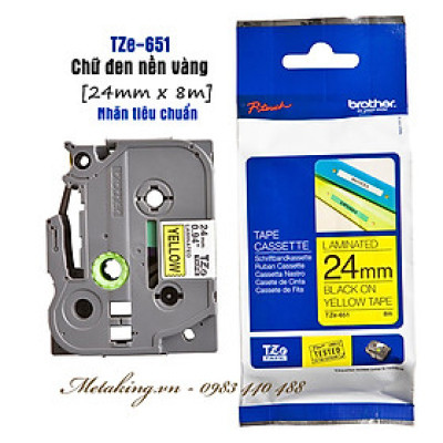 Nhãn In Tiêu Chuẩn TZE Brother Tze-651 Chữ Đen Trên Nền Vàng (24mm) - Hàng Chính Hãng