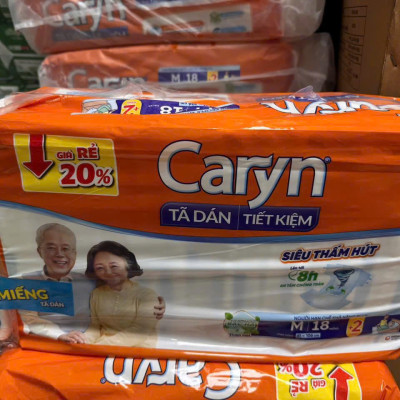 Combo 2 gói tã dán người già Caryn ngày và đêm siêu tiết kiệm gói lớn M18/L18 miếng 