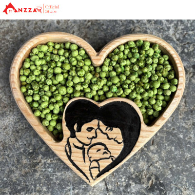 Khay gỗ hình trái tim decor trang trí, khay đựng bánh kẹo mứt Tết/Trung thu bằng gỗ óc chó/tần bì nguyên khối cao cấp-04