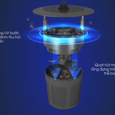 Đèn bắt muỗi thông minh Rạng Đông chính hãng Model: DBM01 5W tiện ích, hạn chế tiếng ồn, sản phẩm TOP của năm