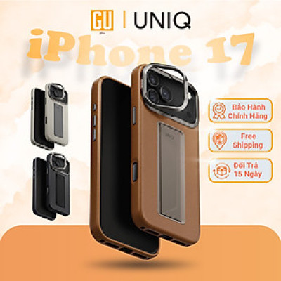 Ốp Lưng Cho iPhone 17 Pro/ 17 Pro Max UNIQ HELDRO PRO Da Hybrid + FlexGrip Chân Đế Ẩn Làm Viền Camera Hỗ Trợ Sạc Không Dây Hàng Chính Hãng
