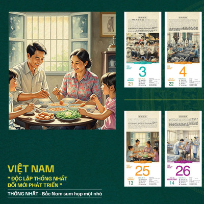 Lịch bloc 2026 - VIỆT NAM: Độc lập - Thống nhất - Đổi mới - Phát triển (23 x 46.5 cm)