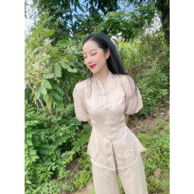 ĐỒ LAM ĐI CHÙA Bà Ba Lụa Họa Tiết BB Cao Cấp Trang Nhã 2021 Dành Cho Phật Tử AL021