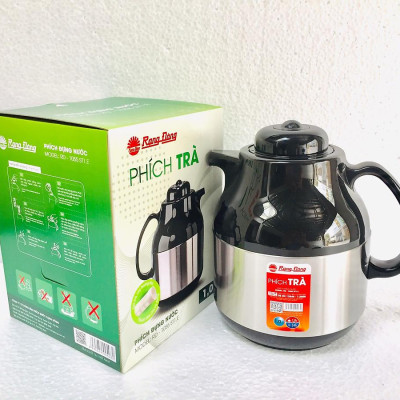 Bình pha trà giữ nhiệt Rạng Đông Inox có phím lọc trà 1 lít