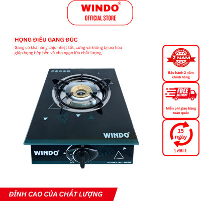 Bếp Gas Đơn Mặt Kính WINDO - 117 Điếu Gang Đơn | Bếp Gas Đơn Tiết Kiệm Gas- Hàng Chính Hãng