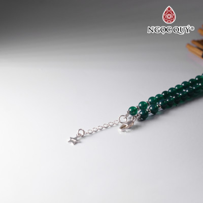 Vòng tay 5 line 4mm mã não xanh mệnh mộc hỏa - Ngọc Qúy